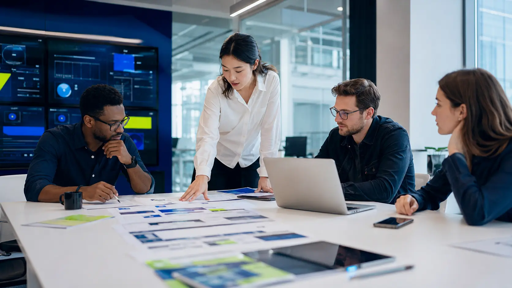 A digital strategy team planning a connected client project